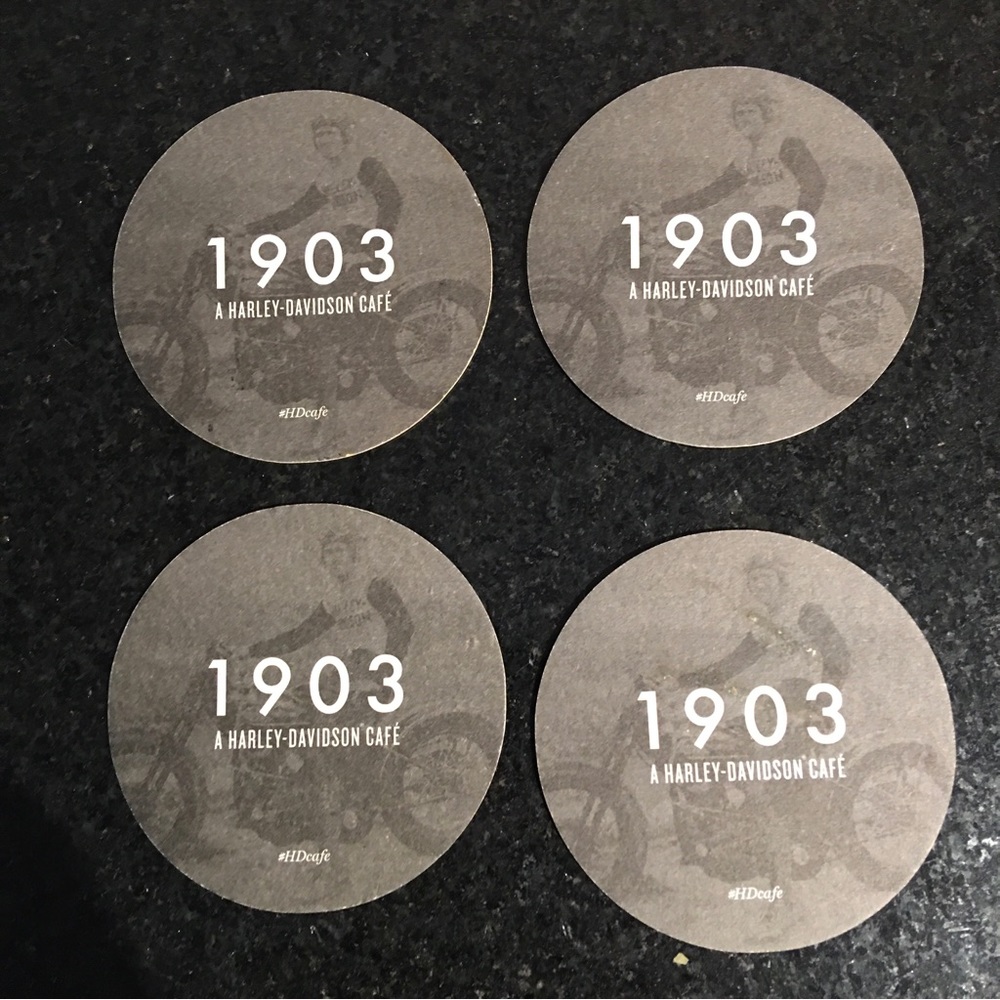 Harley-Davidson 1903 Cafe coasters 2016 TORONTO 4”